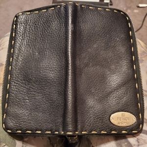 Fendi selleria zip around leather wallet